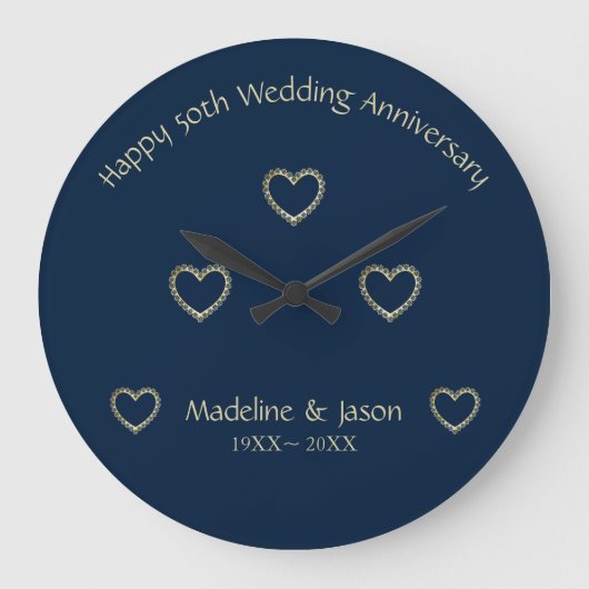 ホイル金ゴールドフローラハート ラージ壁時計 (正面)