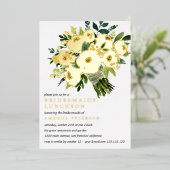 ホイル開花 |ブーケ・ブリデスメイド・ランチョー結婚ズ 箔招待状 (立ち正面)