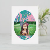 ホイル霜降りイースターエッグの休日のフォトカード – ピンク 箔シーズンカード (立ち正面)