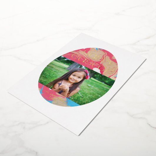 ホイル霜降りイースターエッグの休日のフォトカード – 金ゴールド 箔シーズンカード (回転した状態)