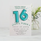ホイル風船 スイート16 バースデーパーティー 招待状 (スタンド正面)