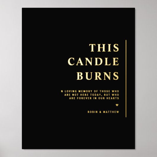 ホイル、このロウソクはミニマル黒い結婚印を燃やす 箔ポスター (正面)