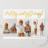 ホイル |すべてメリーのスクリプト3写真クリスマス 箔シーズンカード (正面)