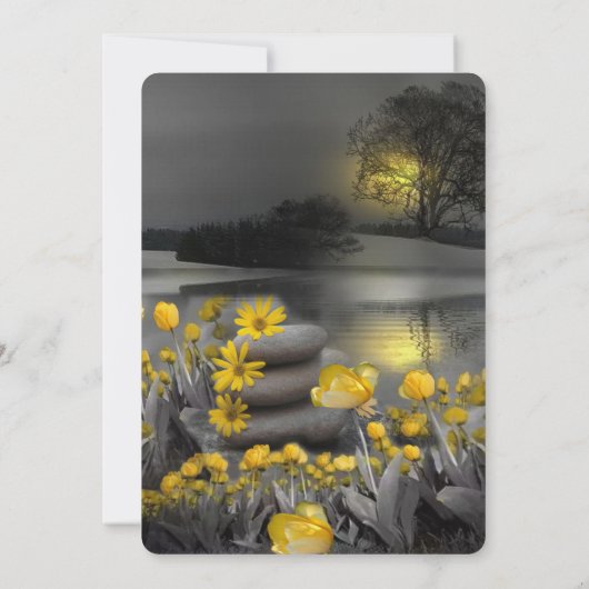 ホイル – グレーと黄色の文字日付を保存 招待状 (裏面)