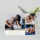 ホイル |ハッピーホリデー3写真シグネチャークリスマス 箔シーズンカード (立ち正面)