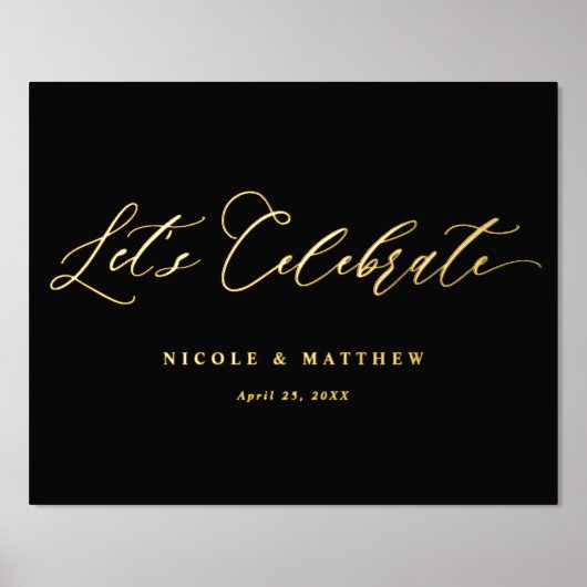 ホイル、ブラック祝のサインを見せよう結婚。 箔ポスター (正面)