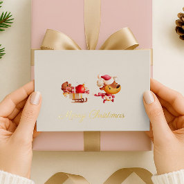 ホイル メリークリスマス かわいいトナカイ クリスマスカード 箔シーズンカード