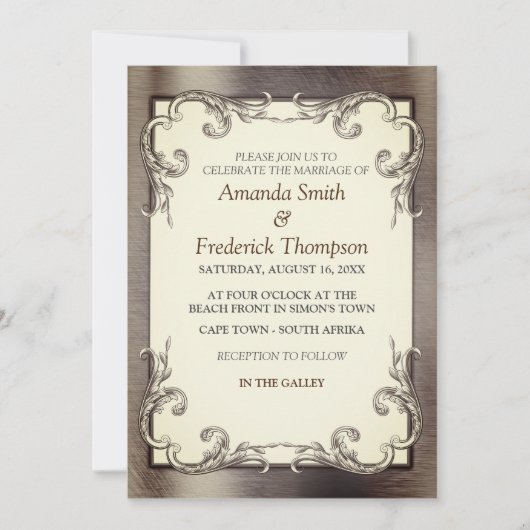 ホイル・金ゴールド・シルバー・ブラス結婚ズ 招待状 (正面)