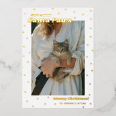 ホイルSanta Paws Meowyクリスマスキャットフォトカード 箔シーズンカード (正面)