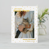 ホイルSanta Paws Meowyクリスマスキャットフォトカード 箔シーズンカード (立ち正面)