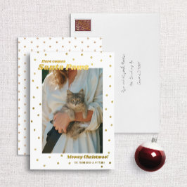 ホイルSanta Paws Meowyクリスマスキャットフォトカード 箔シーズンカード