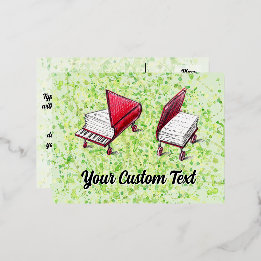 ホイーお洒落ル&ピアノはがきライムクリーム 箔シーズンポストカード