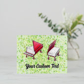 ホイーお洒落ル&ピアノはがきライムクリーム 箔シーズンポストカード (立ち正面)