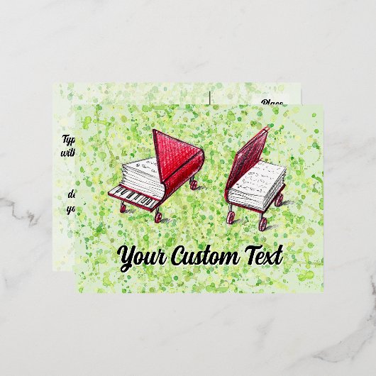 ホイーお洒落ル&ピアノはがきライムクリーム 箔シーズンポストカード (正面/裏面)