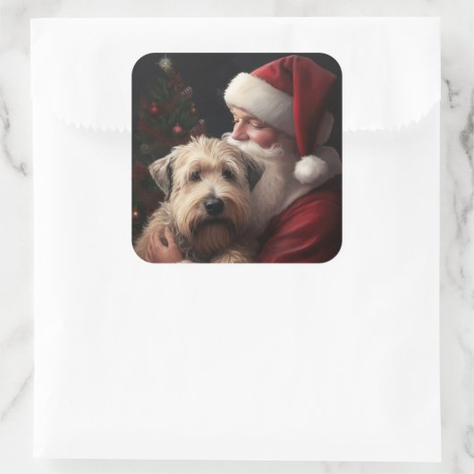 ホイートンテリアウィズサンタクロースフェスティバルクリスマス スクエアシール (バッグ)