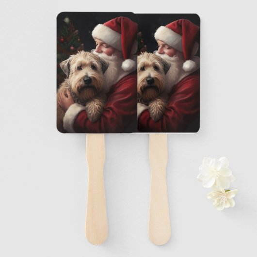 ホイートンテリアウィズサンタクロースフェスティバルクリスマス ハンドファン (正面&裏面)