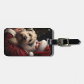 ホイートンテリアウィズサンタクロースフェスティバルクリスマス ラゲッジタグ (正面横)