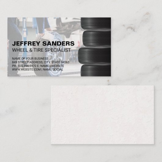ホイールとタイヤのサービス | 自動車修理 名刺 (正面/裏面)