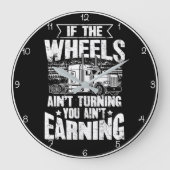 ホイールは収益を上げていない ラージ壁時計 (正面)