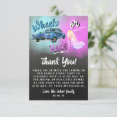 ホイールまたはヒールの性別がサンキューカードを明らかにする。 招待状 (スタンド正面)