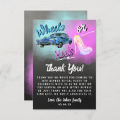 ホイールまたはヒールの性別がサンキューカードを明らかにする。 招待状 (正面/裏面)