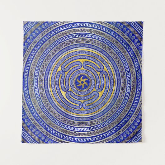 ホイールオブヘカテギリシャ鍵オーナメント タペストリー (正面)