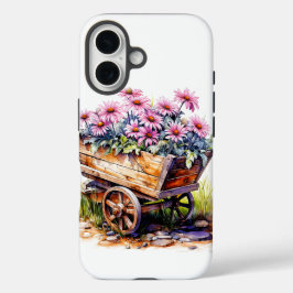 ホイールバレルに美しいシオンの花 iPhone 16ケース