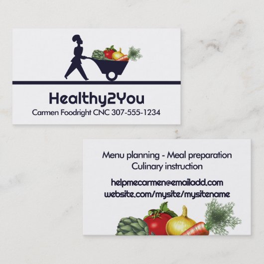 ホイールバロー女性シェフの巨大な野菜ビジネス… 名刺 (正面/裏面)