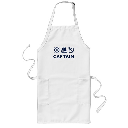 ホイール帆船いかりキャプテンダークブルー ロングエプロン (正面)