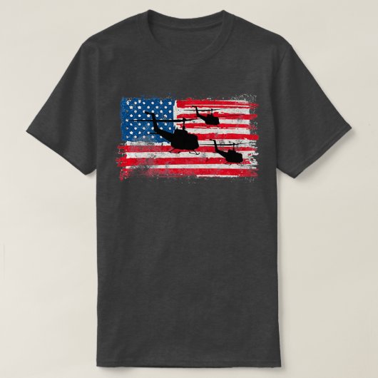 ホイーUH1米国軍隊ヘリコプター Tシャツ (デザイン正面)