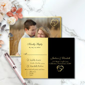 ホイ実在ルとフォイルフェイクバックウェーモダンディングRSVP 箔招待状ポストカード