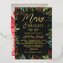 ホイ実在ルと明メリーるいフォトクリスマスのパーティー 箔招待状