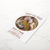 ホイ実在ルは写真の日付を保存結婚する 箔招待状 (回転した状態)