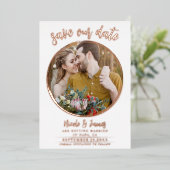 ホイ実在ルは写真の日付を保存結婚する 箔招待状 (立ち正面)