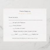 ホイ実在ルアールデコジオメトリックミールRSVP 箔招待状ポストカード (裏面)