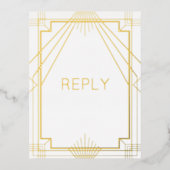 ホイ実在ルアールデコジオメトリックミールRSVP 箔招待状ポストカード (正面)