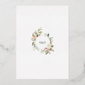 ホイ実在ルウォーター・カラー・ピンク・フローラ結婚ズ 箔招待状 (裏面)