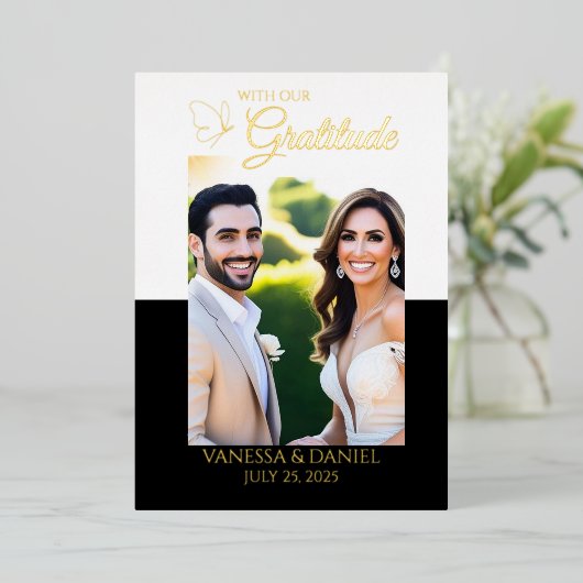 ホイ実在ルエレガントバタフライ写真サンキューカード 箔シーズンカード (立ち正面)