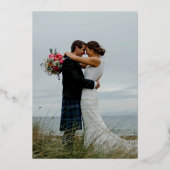 ホイ実在ルエレガントパンパスグラスフォト結婚ズ  箔招待状 (裏面)