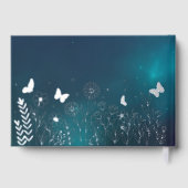 ホイ実在ルエレガントパープルティール（緑がかった色）結婚フローラ ゲストブック (裏面)