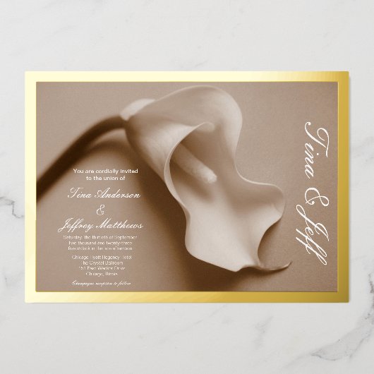 ホイ実在ルコラーリリー結婚式招待状 箔招待状 (正面)