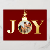 ホイ実在ルジョイフォトオーナメント4枚の写真とメッセージ 箔シーズンカード (正面)