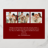 ホイ実在ルジョイフォトオーナメント4枚の写真とメッセージ 箔シーズンカード (裏面)