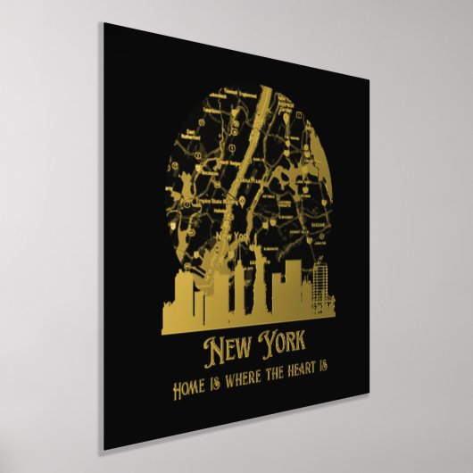 ホイ実在ルニューヨーク通りマップカスタムアート 箔ポスター (レイダウン)