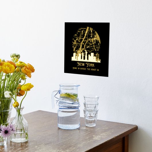 ホイ実在ルニューヨーク通りマップカスタムアート 箔ポスター (レイダウン (キッチン))