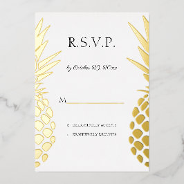 ホイ実在ルパイナップル結婚式RSVP 箔招待状
