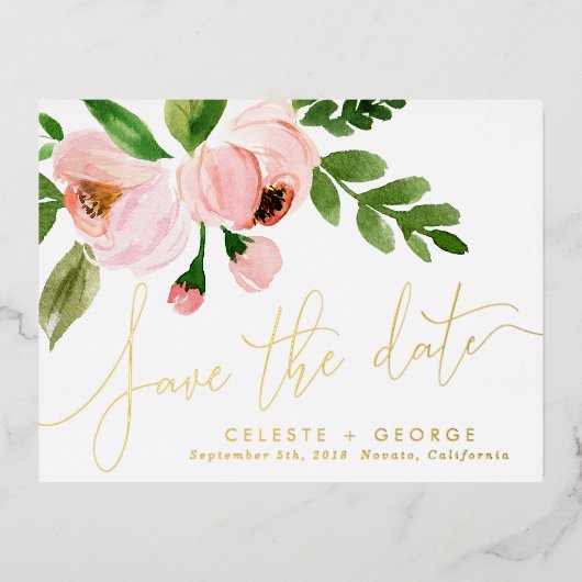 ホイ実在ルピックのフローラエレガントは日付を保存 箔シーズンポストカード (正面)