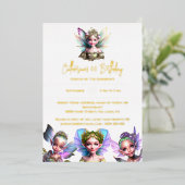 ホイ実在ルフェアリー王女ピクシー女の子DIY age 箔招待状 (立ち正面)