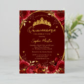 ホイ実在ルフローラレッドバタフライティアラキンセアニェラ 箔招待状 (立ち正面)