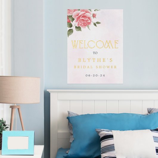 ホイ実在ルフローラ水の色のウェルカムサイン 箔ポスター (インサイチュ (寝室))